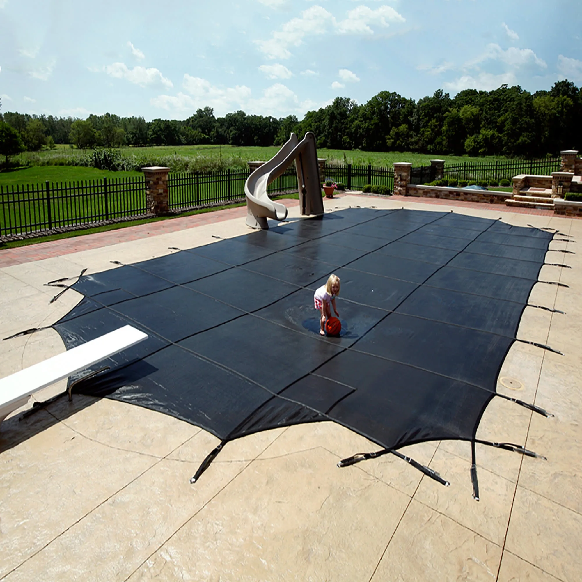 30-Year Premium Mesh In-Ground Pool Safety Cover w/ Step Section