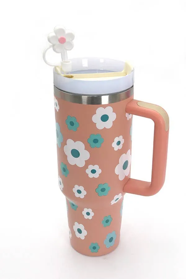 40oz  SILICONE TUMBLER  STYLE STRAW COVER CAP | 40BT1921: BOW PINK