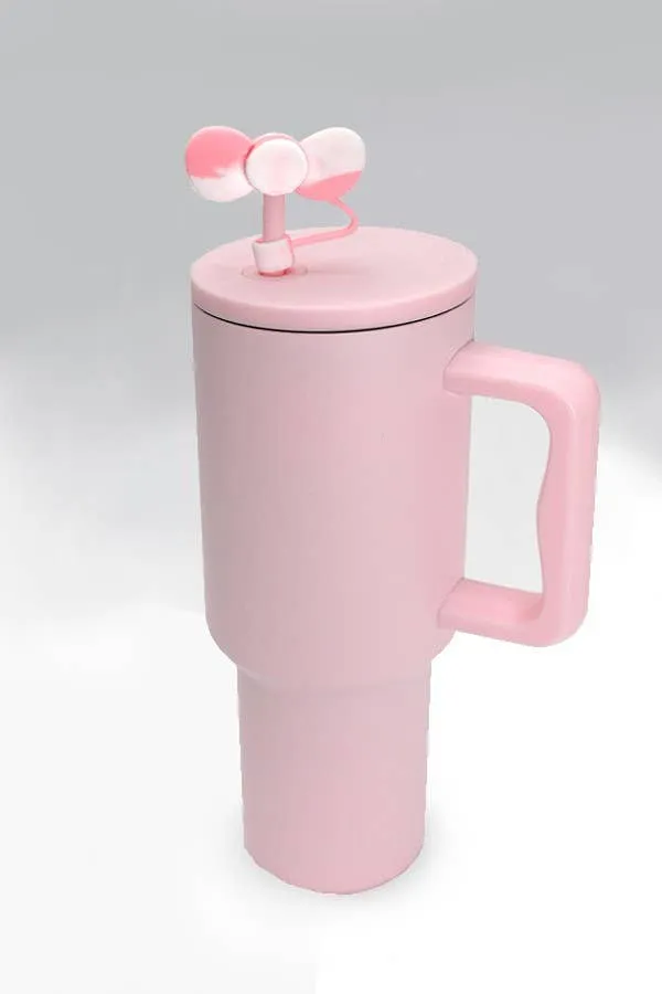 40oz  SILICONE TUMBLER  STYLE STRAW COVER CAP | 40BT1921: BOW PINK