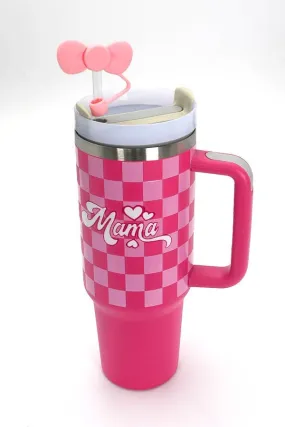 40oz  SILICONE TUMBLER  STYLE STRAW COVER CAP | 40BT1921: BOW PINK
