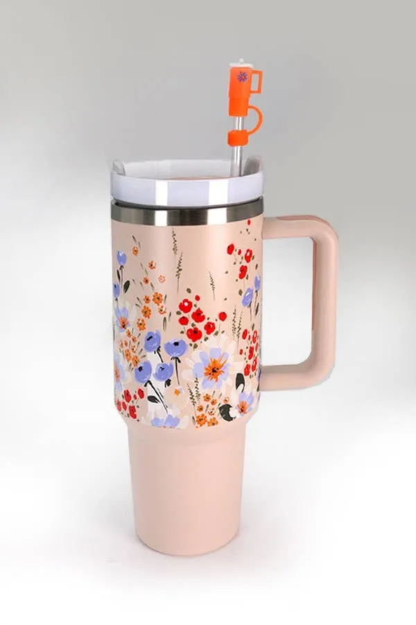 40oz  SILICONE TUMBLER  STYLE STRAW COVER CAP | 40BT1921: BOW PINK