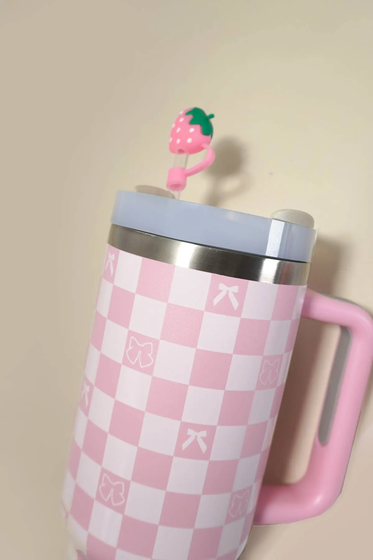 40oz  SILICONE TUMBLER  STYLE STRAW COVER CAP | 40BT1921: FLOWER PINK
