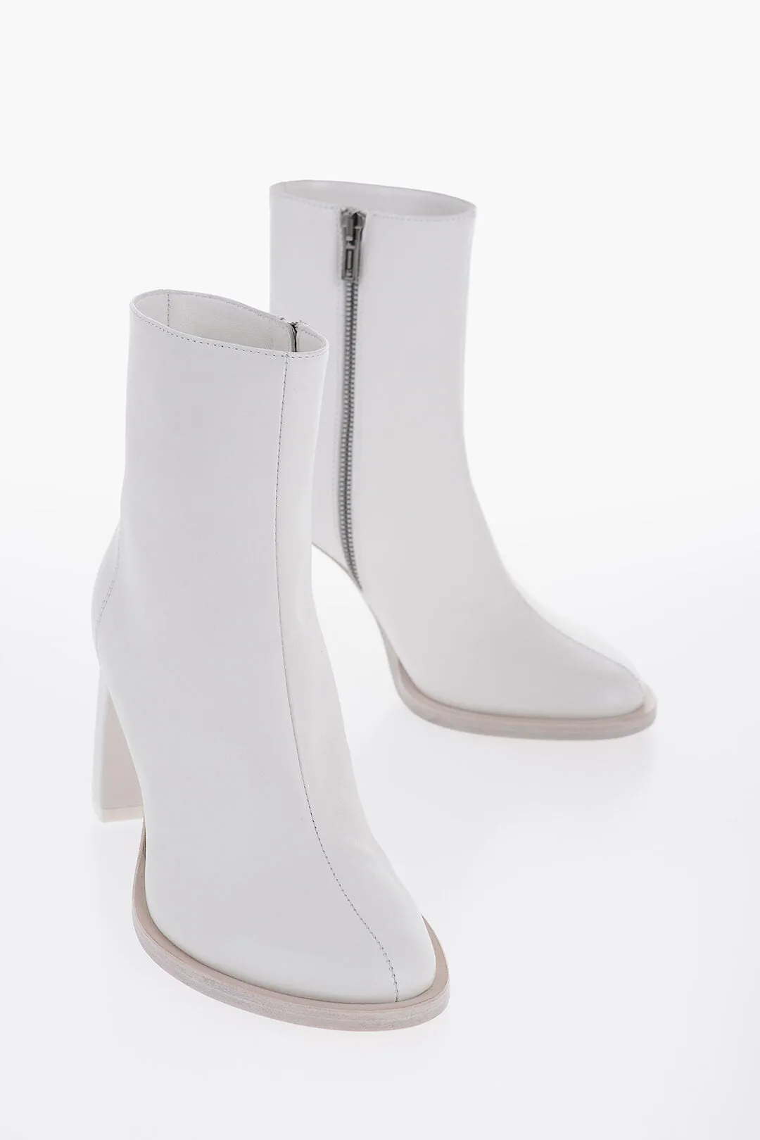 Ann Demeulemeester Leather LISA Ankle Boots with Curved Heel 9cm