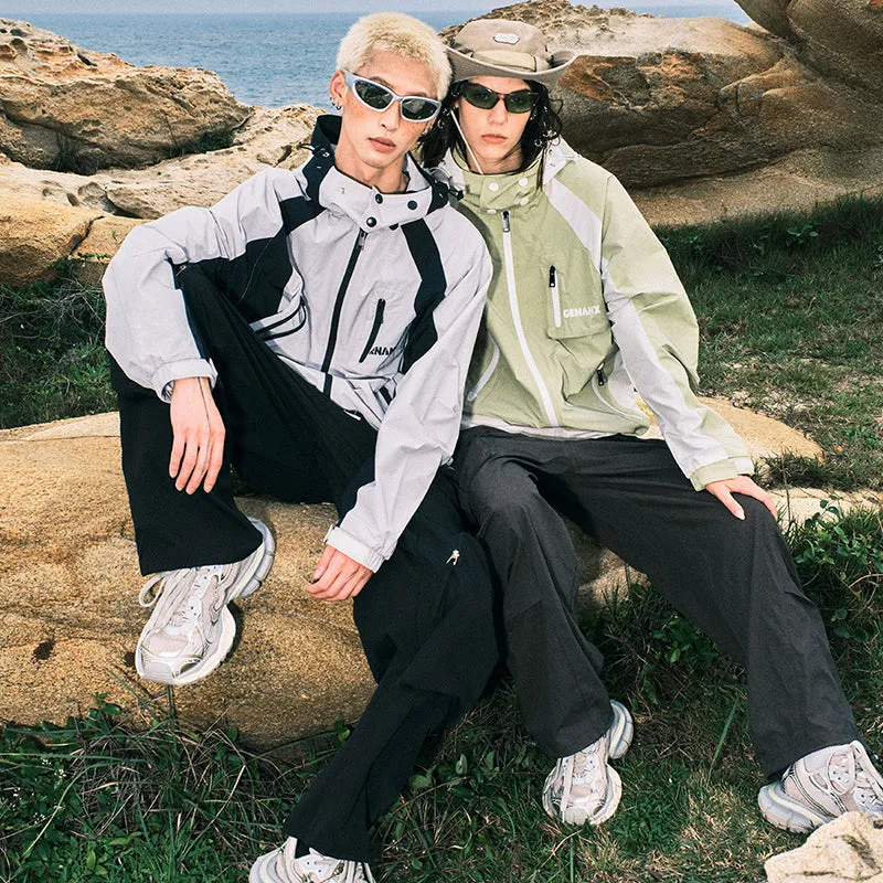 【GENANX2024NEW】Outdoor mountain waterproof color splicing multi-pocket light silk small plaid jacket