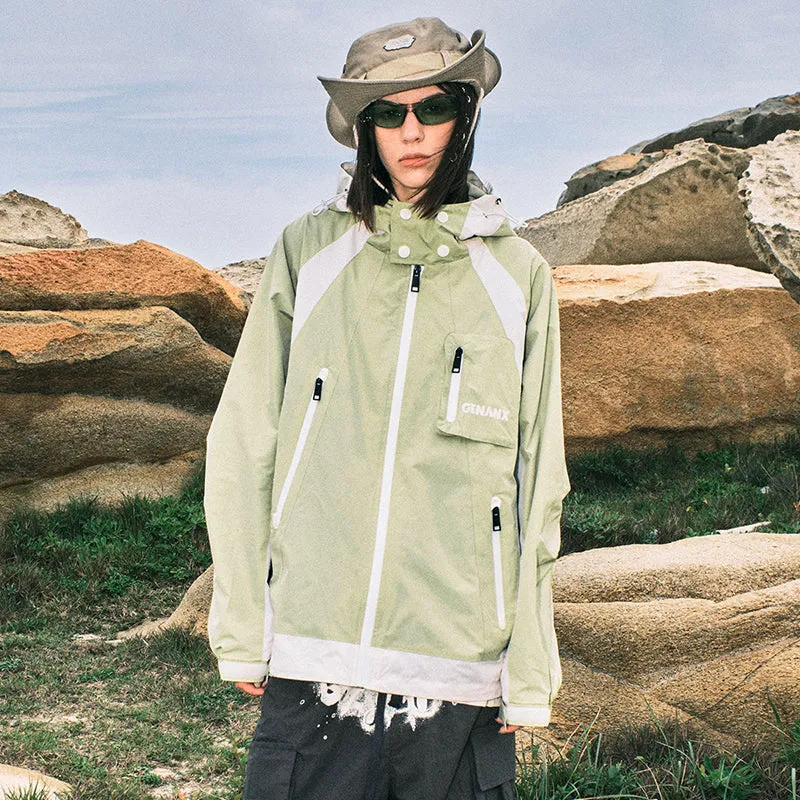 【GENANX2024NEW】Outdoor mountain waterproof color splicing multi-pocket light silk small plaid jacket