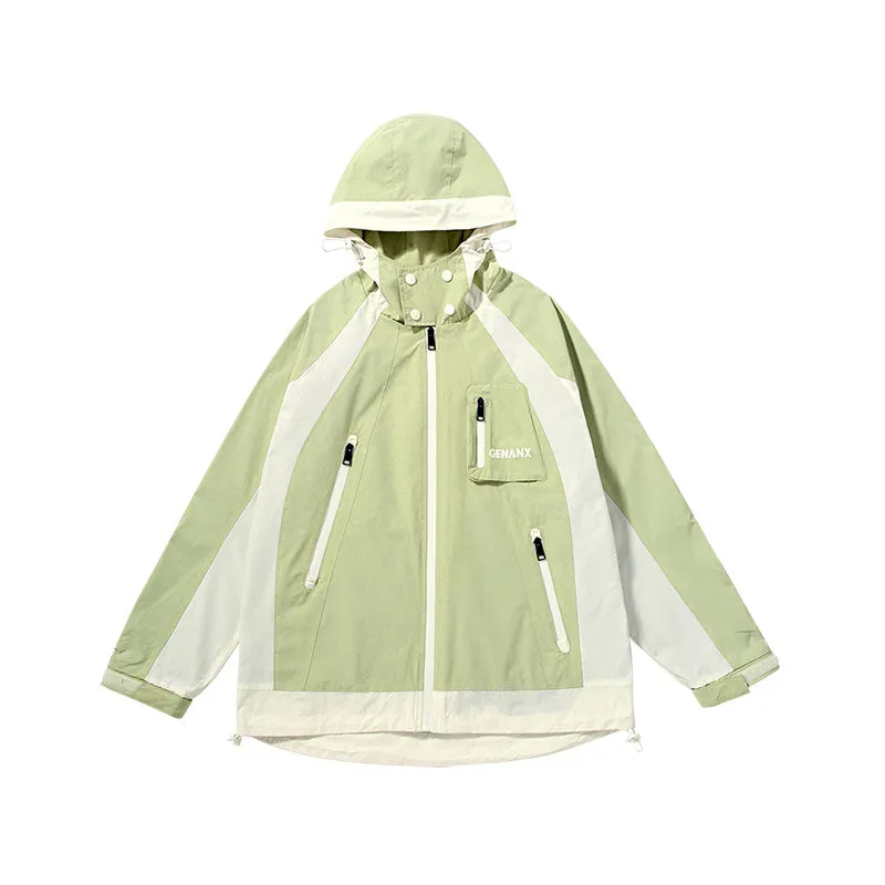 【GENANX2024NEW】Outdoor mountain waterproof color splicing multi-pocket light silk small plaid jacket