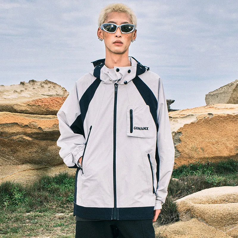 【GENANX2024NEW】Outdoor mountain waterproof color splicing multi-pocket light silk small plaid jacket