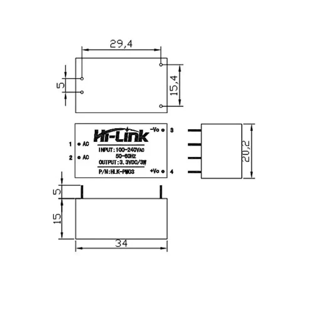 HLK PM03 3.3V/3W Switch Power Supply Module