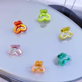 Holographic Colorful Heart  Hair Clip for Women (Mixed of 6pcs)