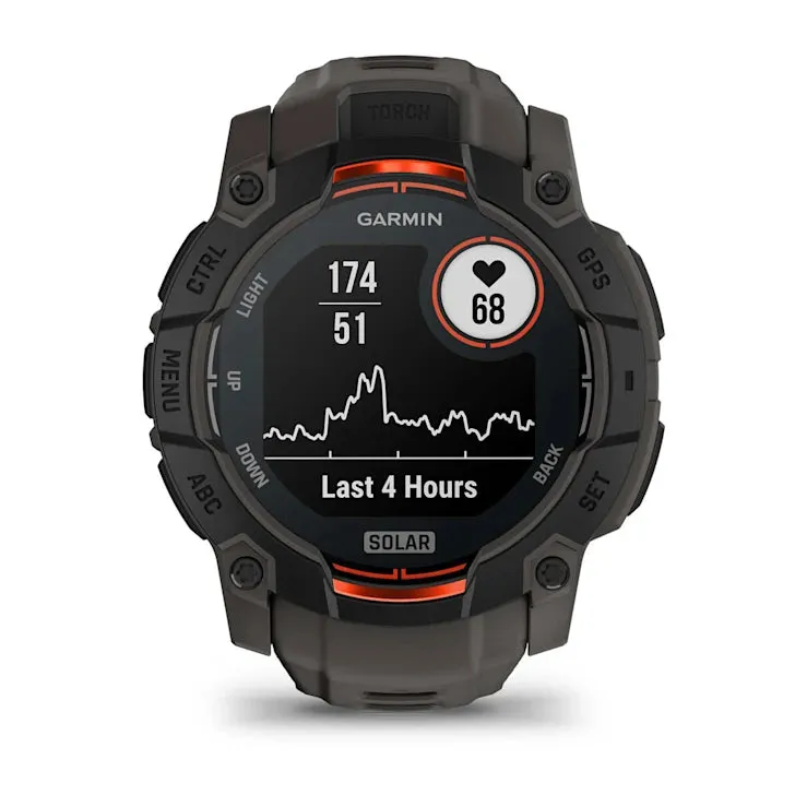Instinct 3 – 50 mm GPS Smartwatch, Solar, Black with Charcoal Band - 010-02935-00