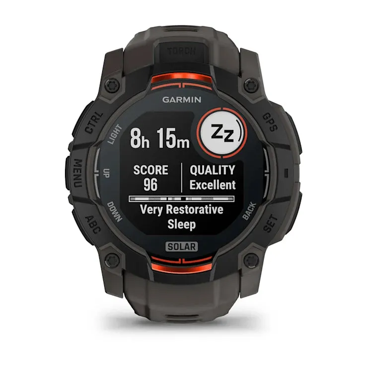 Instinct 3 – 50 mm GPS Smartwatch, Solar, Black with Charcoal Band - 010-02935-00