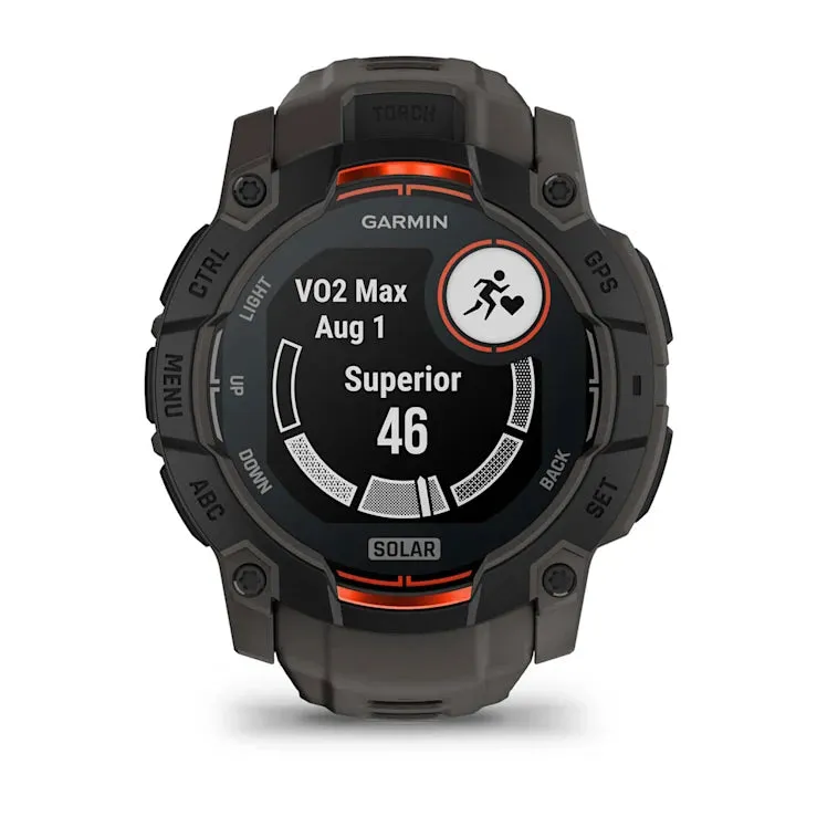 Instinct 3 – 50 mm GPS Smartwatch, Solar, Black with Charcoal Band - 010-02935-00