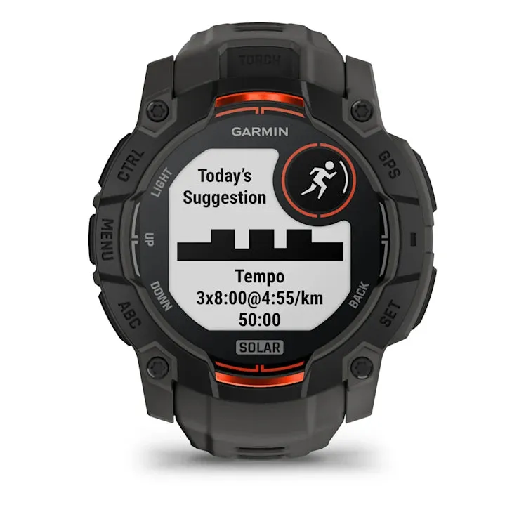 Instinct 3 – 50 mm GPS Smartwatch, Solar, Black with Charcoal Band - 010-02935-00