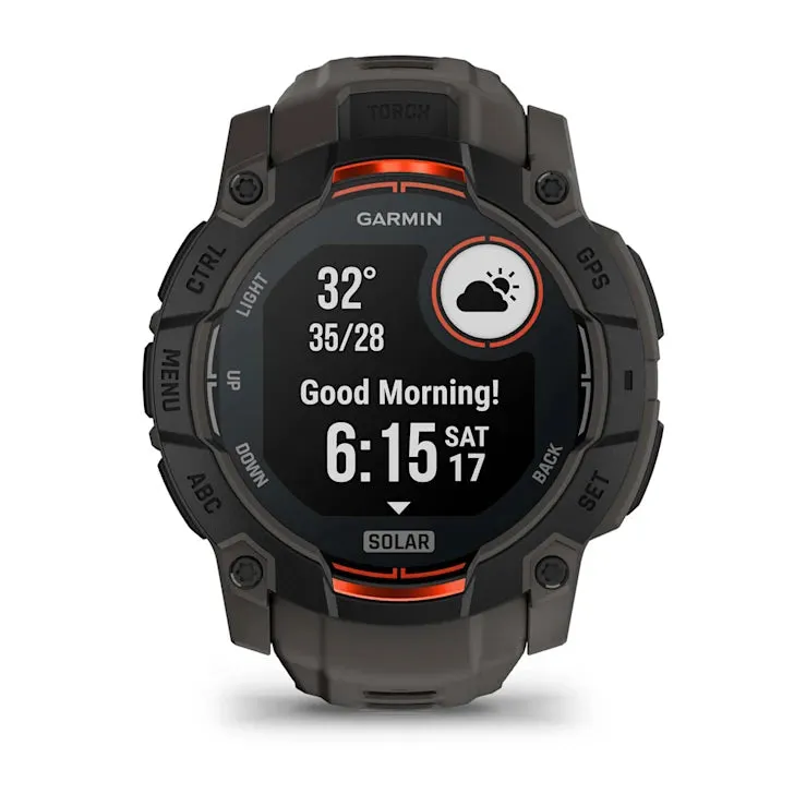 Instinct 3 – 50 mm GPS Smartwatch, Solar, Black with Charcoal Band - 010-02935-00