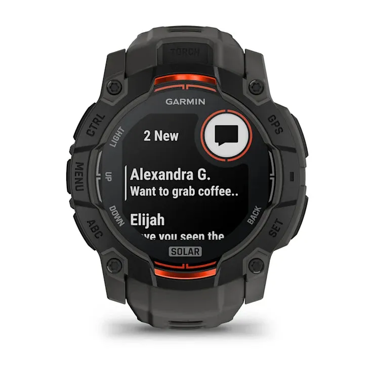 Instinct 3 – 50 mm GPS Smartwatch, Solar, Black with Charcoal Band - 010-02935-00