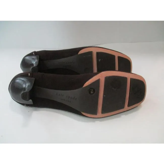 Kate Spade Brown Chocolate Suede Square Toe Low Pumps Size Us