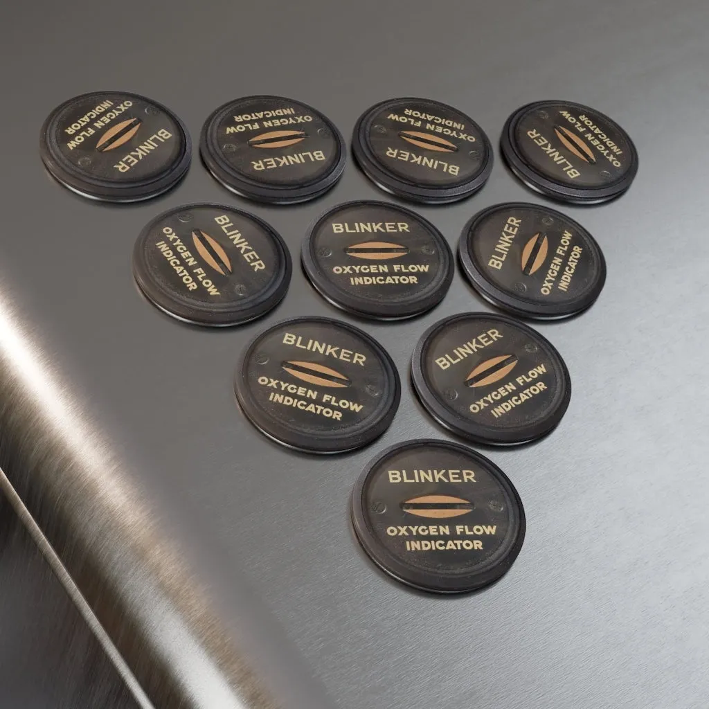 Oxygen Flow Indicator Button Magnet, Round (1 & 10 pcs)