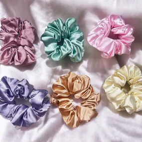 Pastel Color Satin Fabric Scrunchies - Type 1
