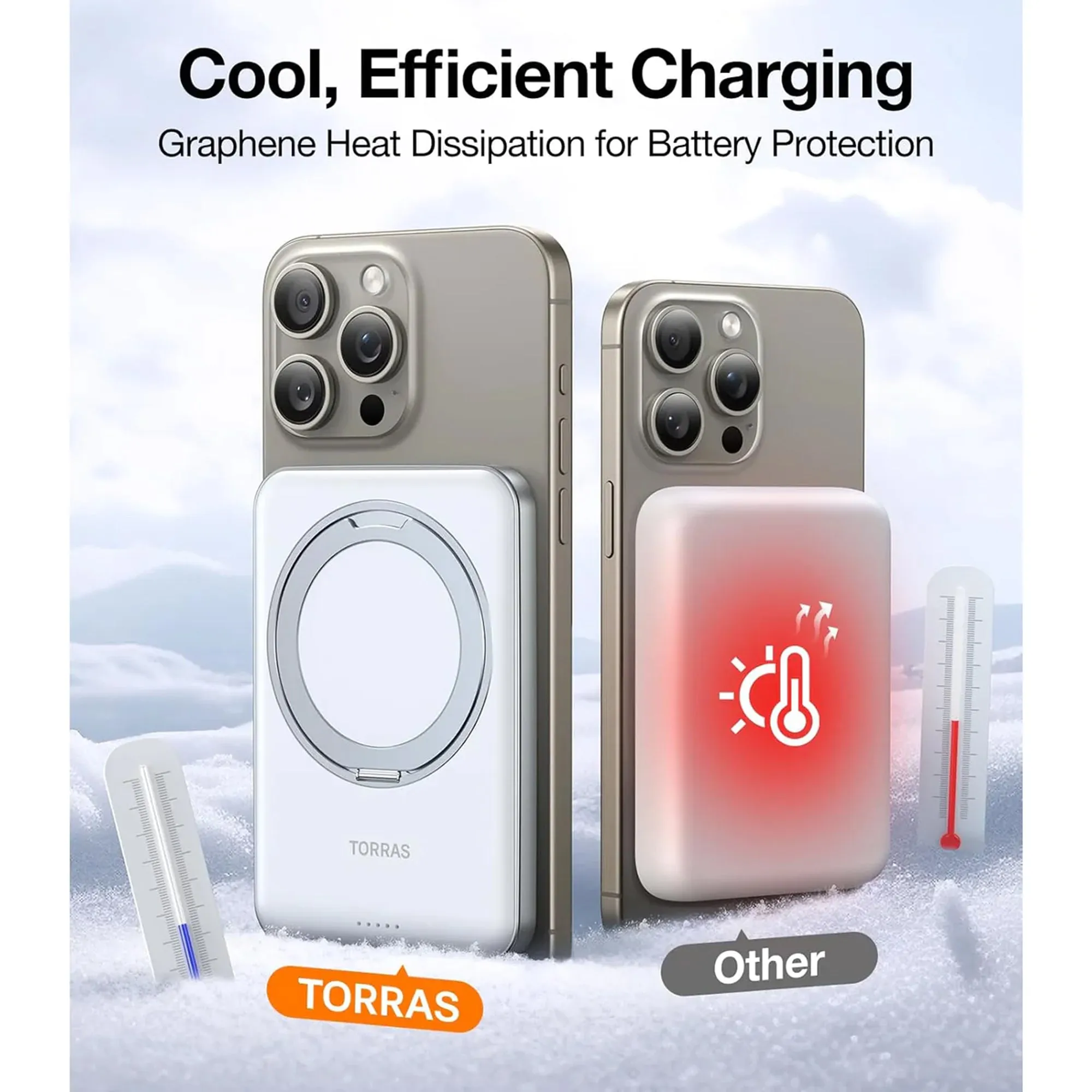 TORRAS 5,000mAh 15W USB-C Magnetic Portable Charger Power Bank with 360° Rotatable Stand