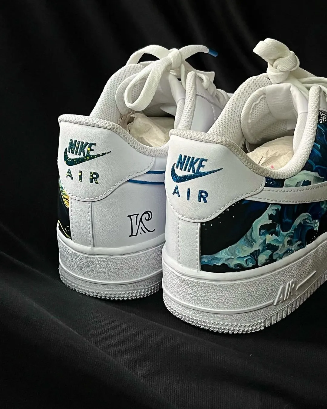 Waves Snow-capped Mountain Blue Yellow Black Custom Air Force 1