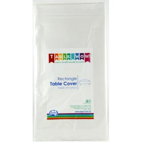White Plastic Rectangular Table Cover